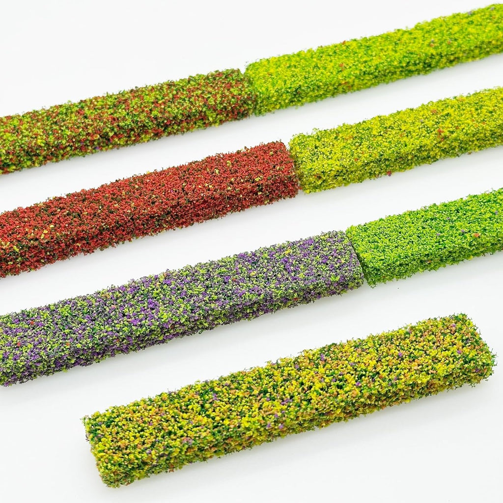 Woohome 7 Color Miniature Shrub Strips Static Grass Tuft Static Shrub Vegetation Groups DIY Miniature Colorful Flower Cluster for DIY Model Train Landscape Railroad Scenery
