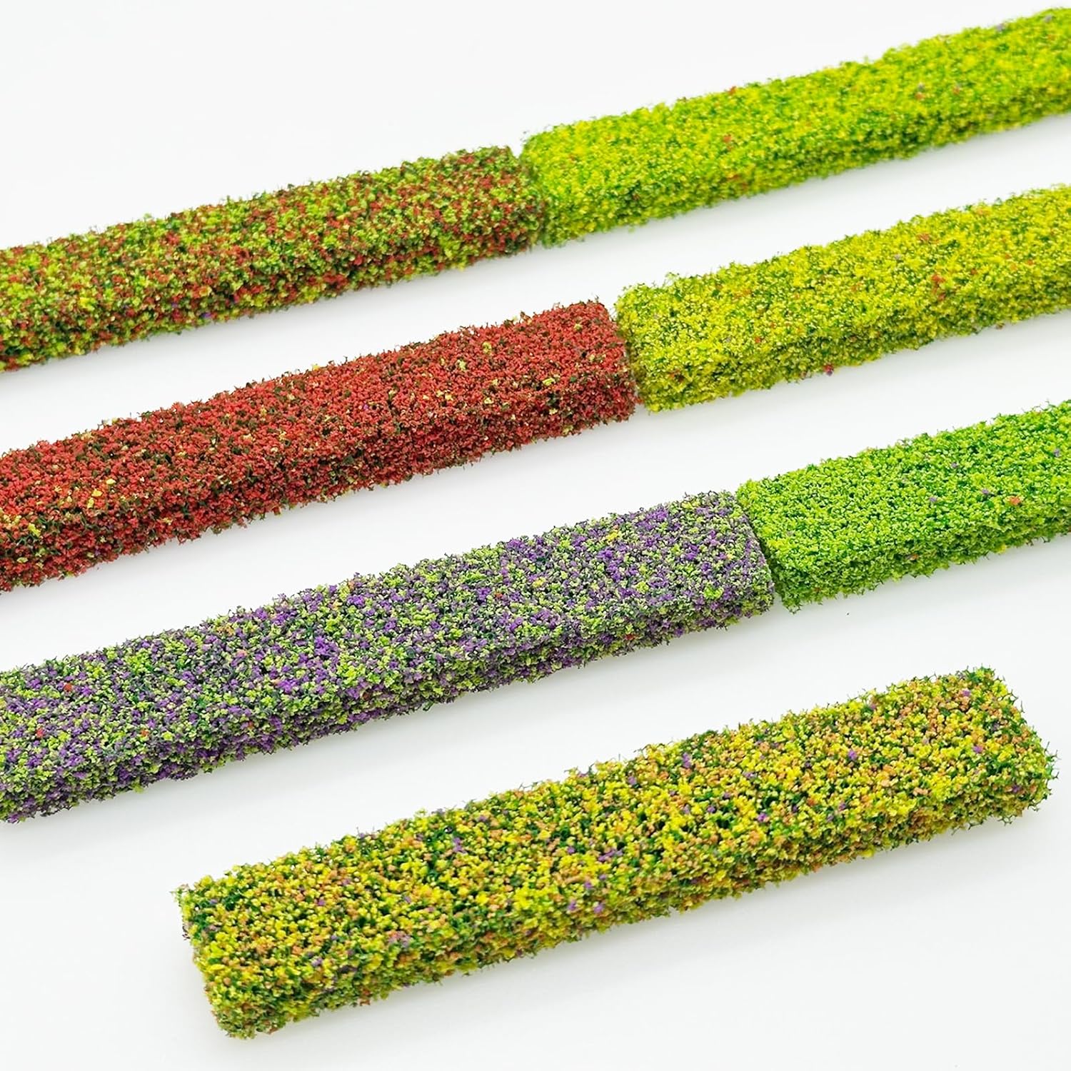 Woohome 7 Color Miniature Shrub Strips Static Grass Tuft Static Shrub Vegetation Groups DIY Miniature Colorful Flower Cluster for DIY Model Train Landscape Railroad Scenery