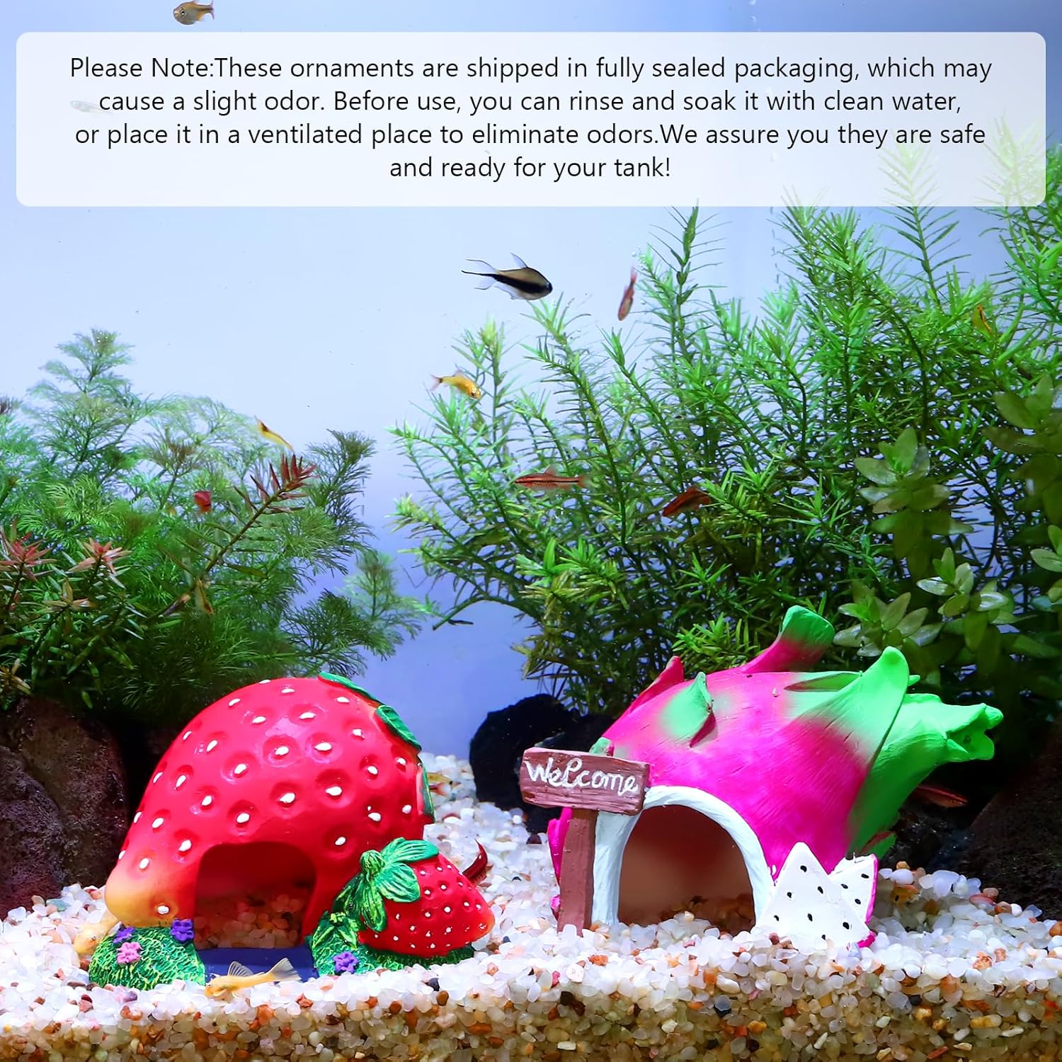 Dragonfruit Aquarium Decoration Resin-Exotic Fruit Fish Tank Ornament with Hollow Interior for Hiding-Approx. 5.5" L x 3.5" W x 4.1" H(Dragonfruit)