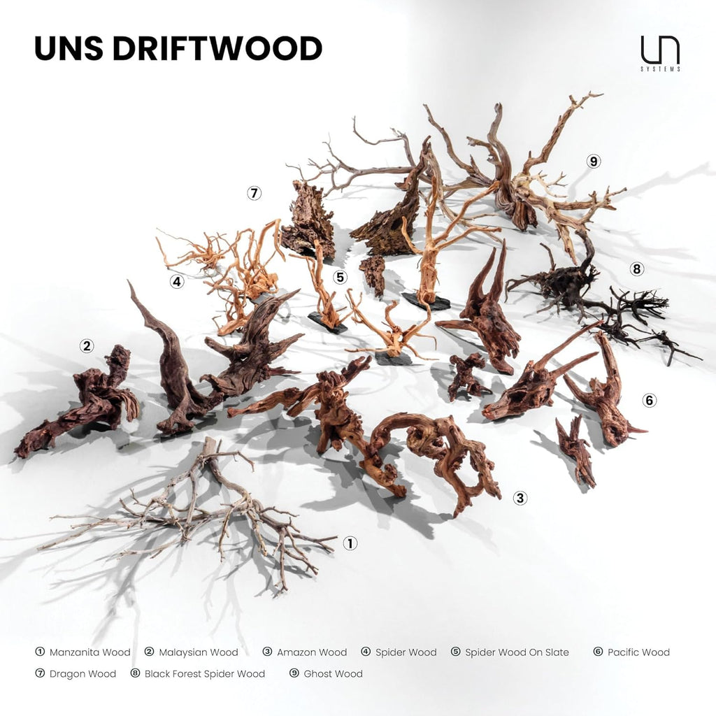 Ultum Nature Systems Driftwood - Malaysian Drift Wood for Fish Tank, Planted Tank, Terriarium, Paludarium - Versatile Natural Driftwood Decor, Events Wood Centerpiece - Malaysian, M 12-16", 5 Pack