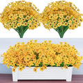 20 Bundles Artificial Flowers for Outdoors Decorations, Fake Flowers Faux Plants Silk Colorful Daisy Eucalyptus Flowers Realistic UV Resistant for Garden Patio Porch Box Home Decor, Yellow
