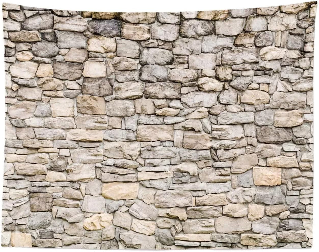 BELECO 8x6ft Fabric Gray Stone Wall Photography Backdrop Vintage Brick Rock Stones Background Video Conference Stone Backdrop Birthday Wedding Party Decor Home Decor Portrait Photoshoot Studio Props