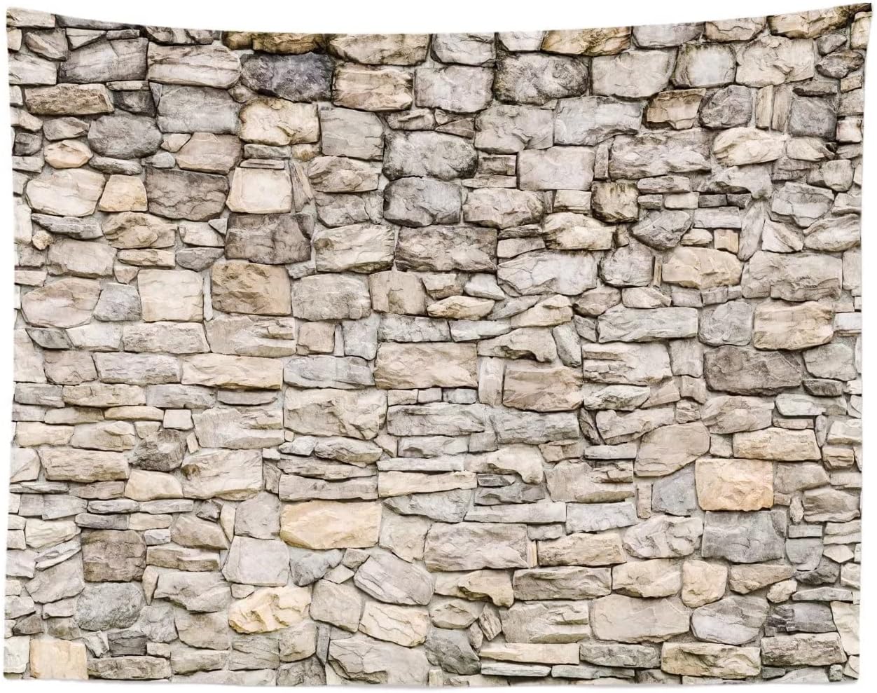 BELECO 8x6ft Fabric Gray Stone Wall Photography Backdrop Vintage Brick Rock Stones Background Video Conference Stone Backdrop Birthday Wedding Party Decor Home Decor Portrait Photoshoot Studio Props