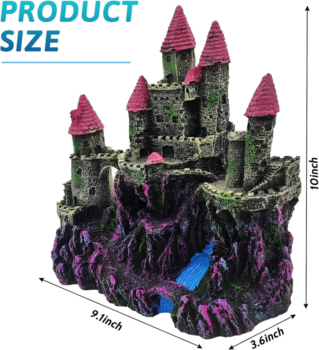 PINVNBY Aquarium Resin Castle Decoration,Fish Tank Driftwood Castle Cave Hideouts House Plants Supplies Accessories(Pink)