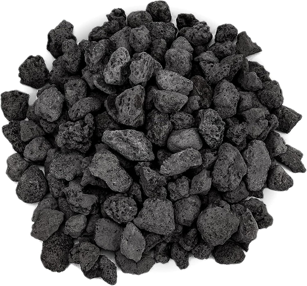 Onlyfire Black Lava Rock 10 Pounds Volcanic Lava Stones for Indoor Outdoor Fire Pits Fireplaces Gas Grill and Landscaping, 0.3-0.6 Inch