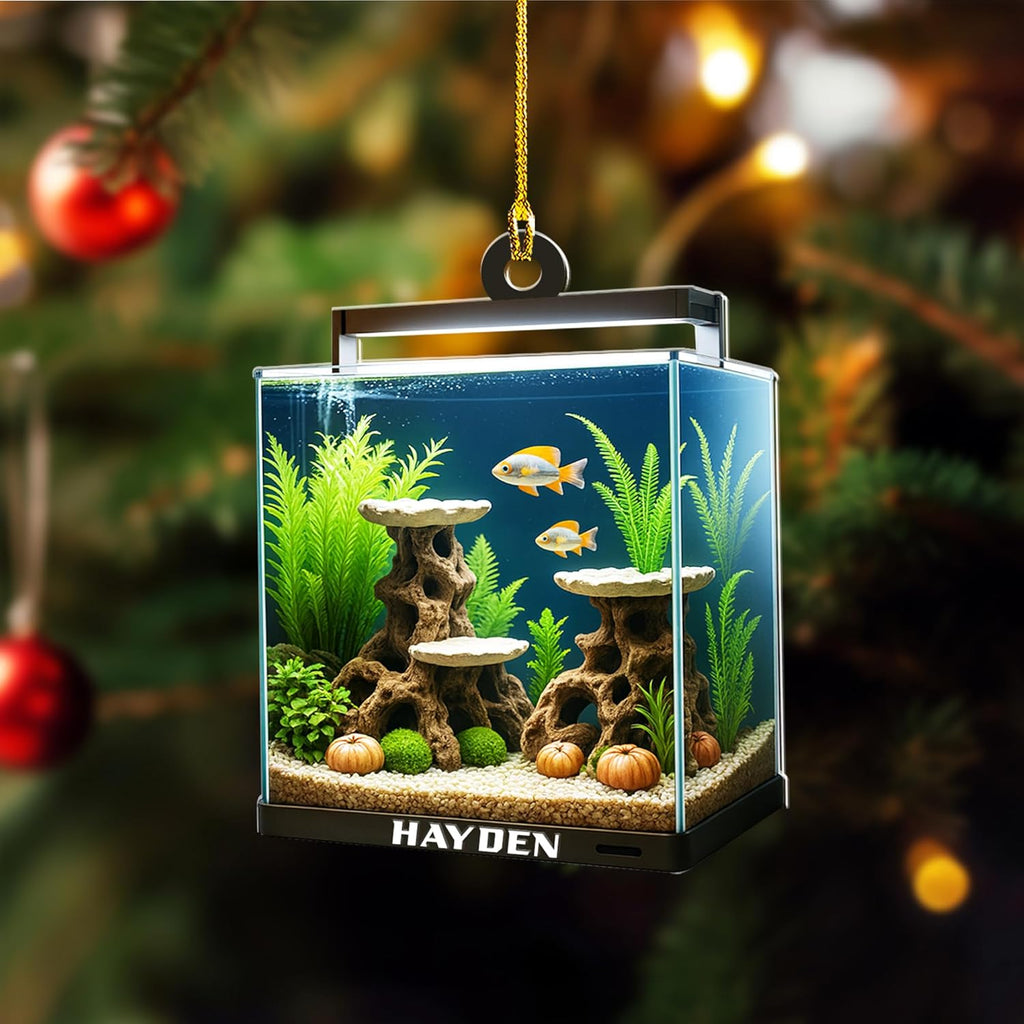Personalized Aquarium Fish Tank Christmas Ornament 2025, Custom Name Clownfish Holiday Tree Decoration, Unique Keepsake Gift for Fish Lovers, Pet Owners, Kids, Aquarists (ON8)
