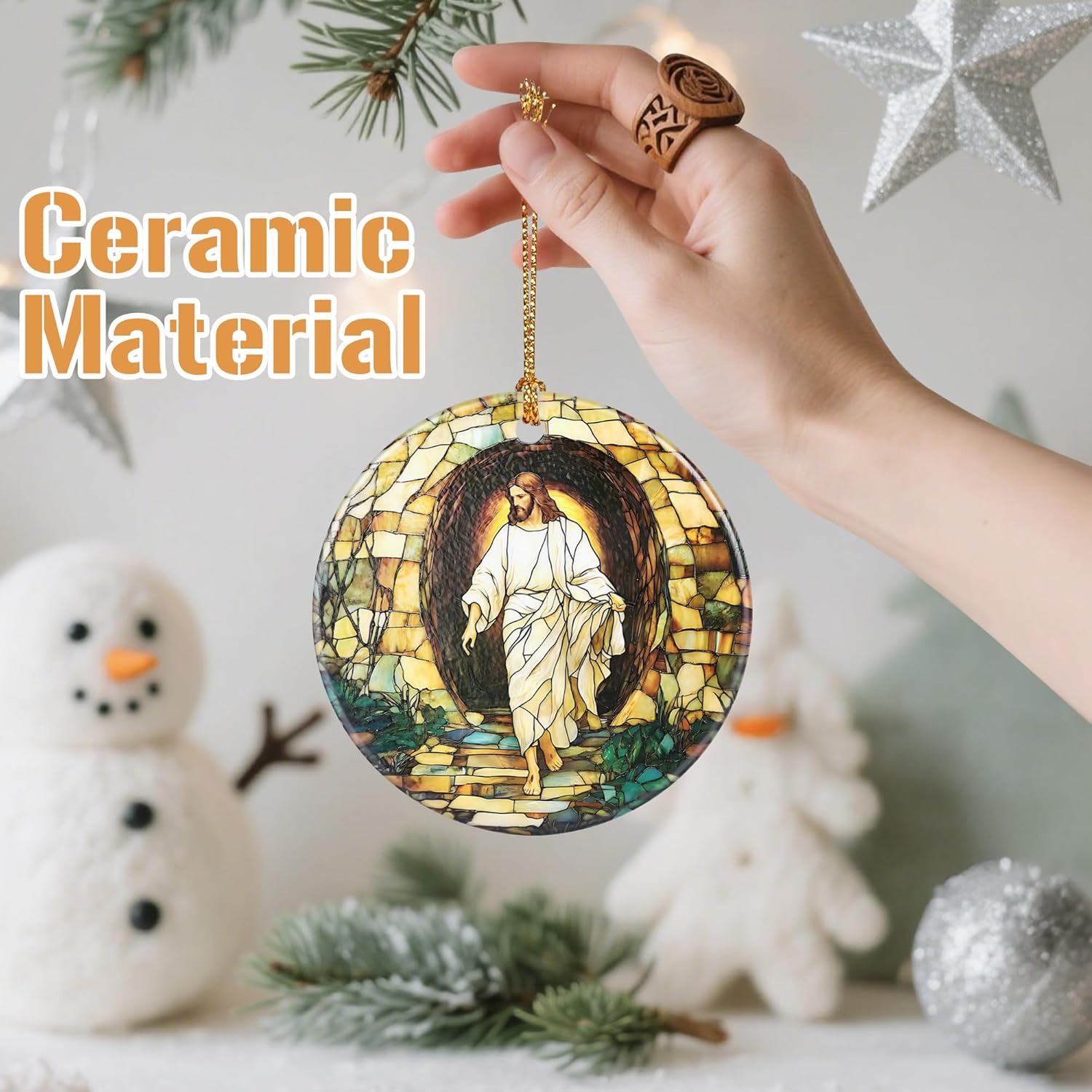 Christian Christmas Decorations, Christmas Tree Ornaments, Keepsake Ornaments, Holiday Decor, Christian Gift, Religious Gifts, Holiday or Xmas Gifts - He is Risen! The Resurrection of Jesus