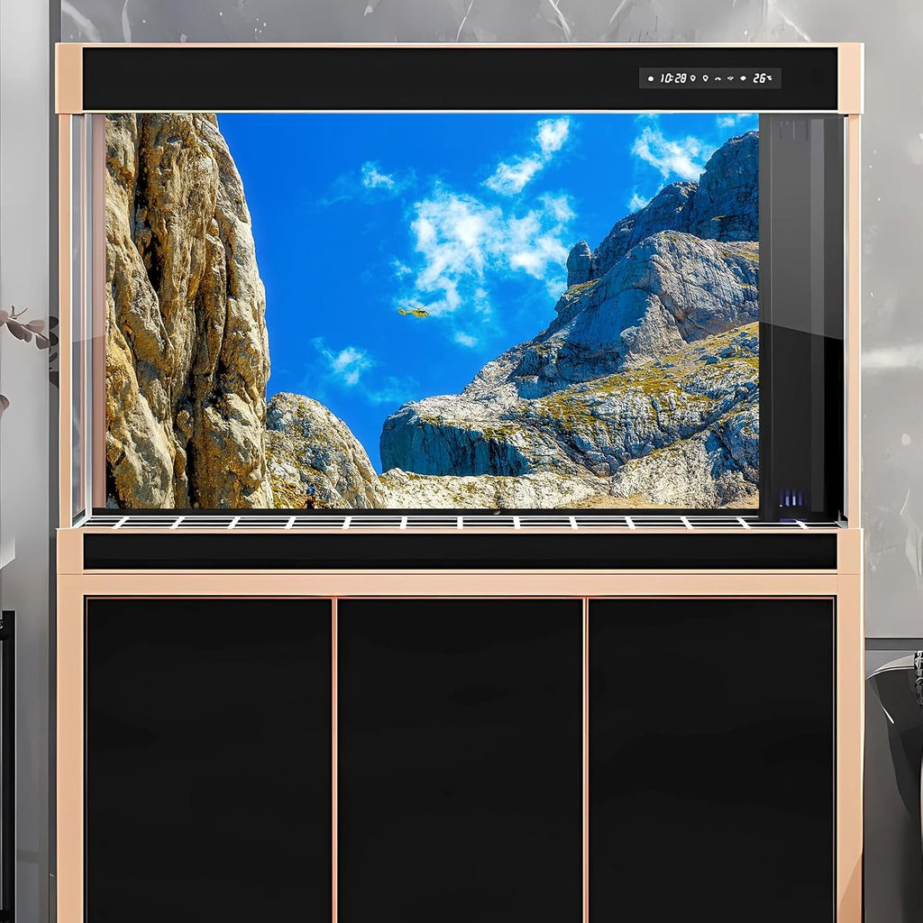 Reptile Habitat Background Blue Sky Rock Mountain Gobi Terrarium Background Helicopter Alpine Mountain Landscape Aquarium Background Desert Blue Sky Mountain Fish Tank Background Vinyl 24x12in