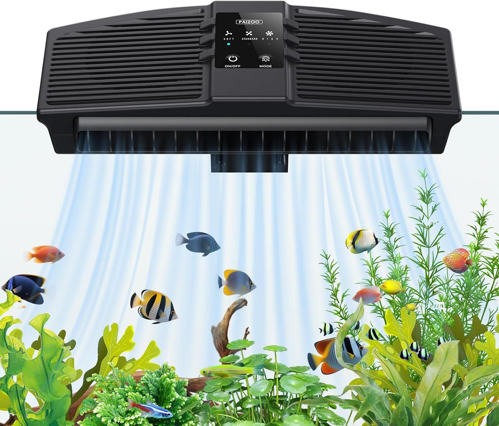 PAIZOO Aquarium Chiller Fan, Fish Tank Cooling Fan with 3 Speed Modes Aquarium Cooler Water Chiller for Axolotl Betta Fish Accessories, 7W