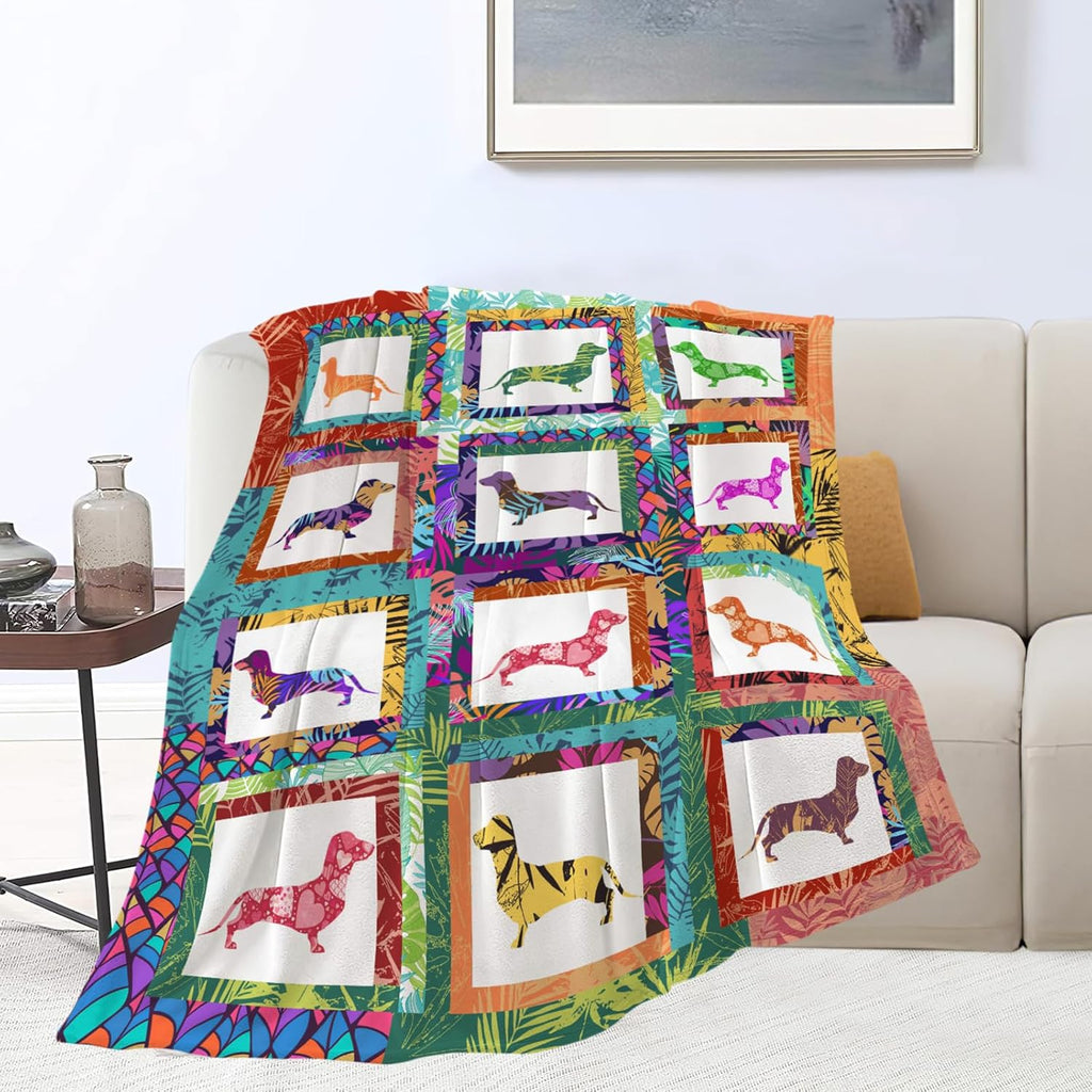 Dachshund Throw Blanket Dachshund Puppy Stuff Weiner Dog Gifts for Women Adults Men Dog Lover Kids Girls Boys Soft Cozy Warm Plush Fluffy Fuzzy Fleece Blanket Decor 50''X60''