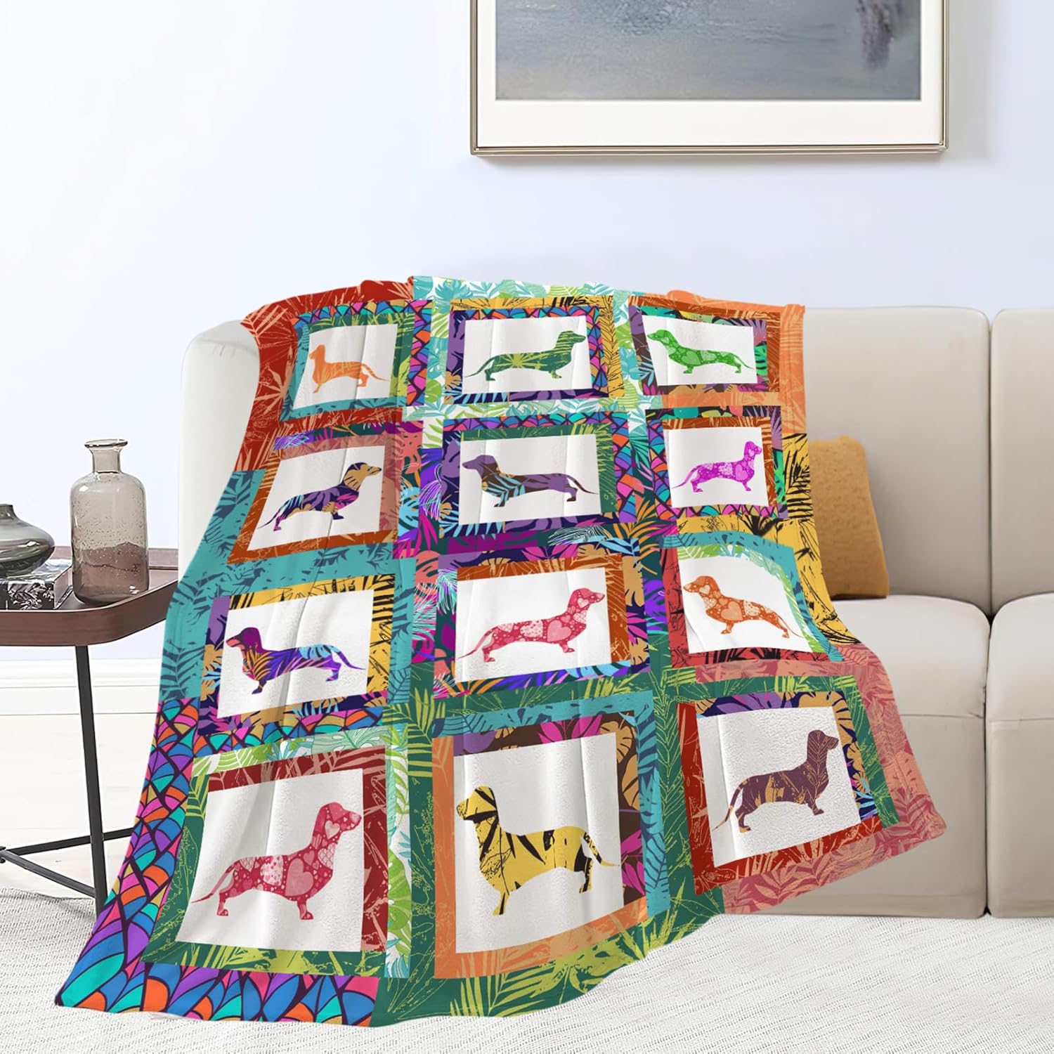 Dachshund Throw Blanket Dachshund Puppy Stuff Weiner Dog Gifts for Women Adults Men Dog Lover Kids Girls Boys Soft Cozy Warm Plush Fluffy Fuzzy Fleece Blanket Decor 50''X60''