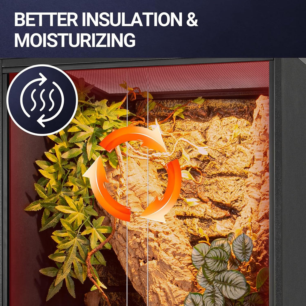 REPTIZOO 67 Gallon PVC Tall Reptile Tank, 24 x18x36 inch Large Reptile Terrarium for Gecko Lizard Chameleon Frog Snake, Enclosure Habitat with Sliding Door & Top Screen Ventilation