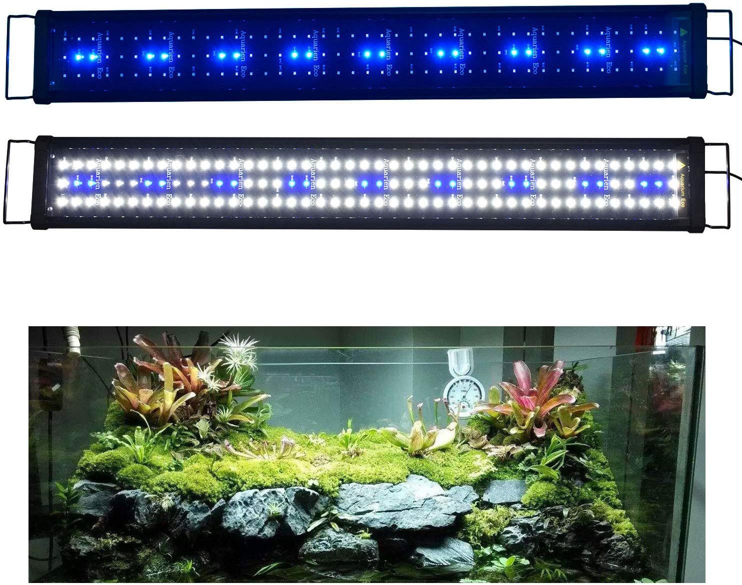 KZKR Aquarium Hood Lighting Fish Tank Light 36 inch - 46 inch for Freshwater and Saltwater Blue and White Light 90cm - 115cm