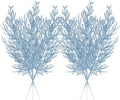 Christmas Glitter Stems 24pcs Artificial Pine Tree Picks for Christmas Tree Ornaments fillers, DIY Xmas Wreath, Crafts, Garland, Holiday, Party, Wedding and Home Decoration (Light Blue)