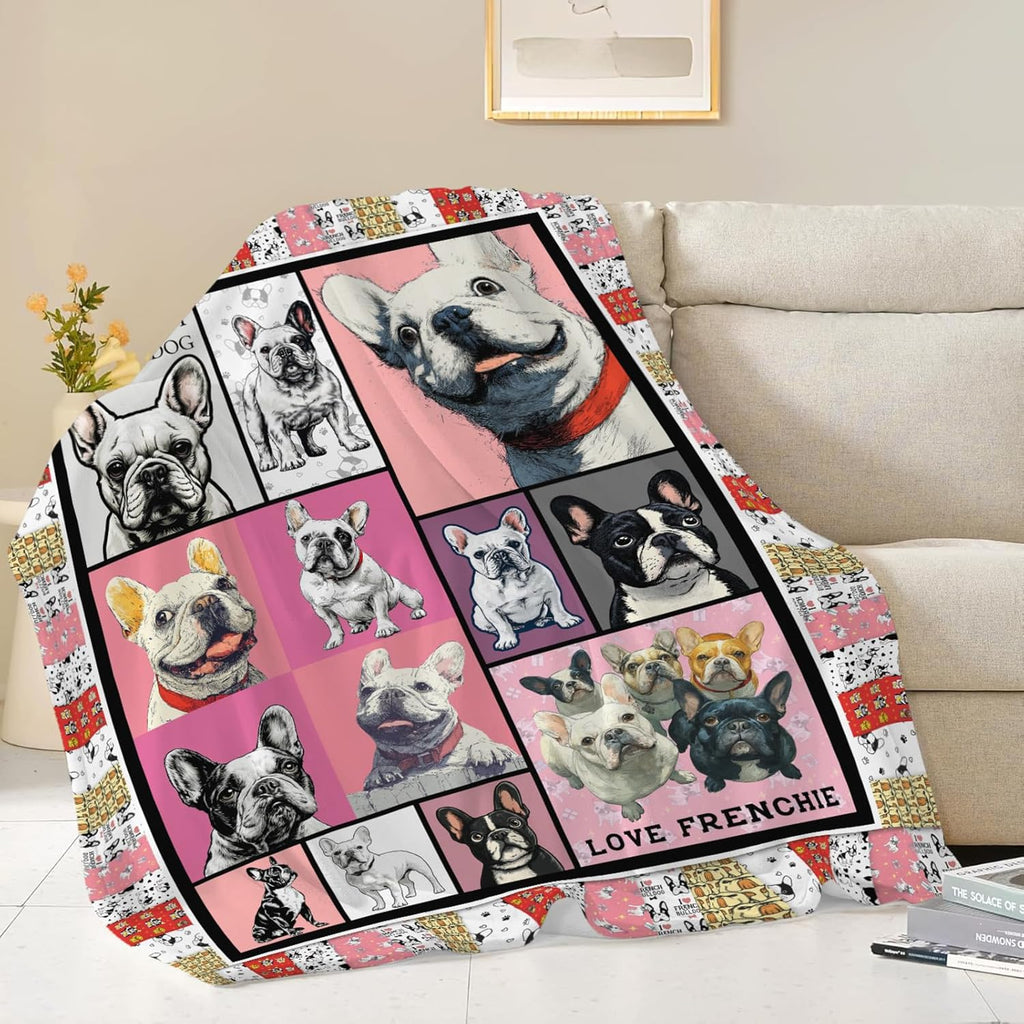 Boston Terrier Throw Blanket French Bulldog Frenchie Puppy Stuff Gifts for Dog Lover Kids Girls Boys Adults Women Men Soft Cozy Warm Plush Fluffy Fuzzy Fleece Blanket Decor 40''X50''