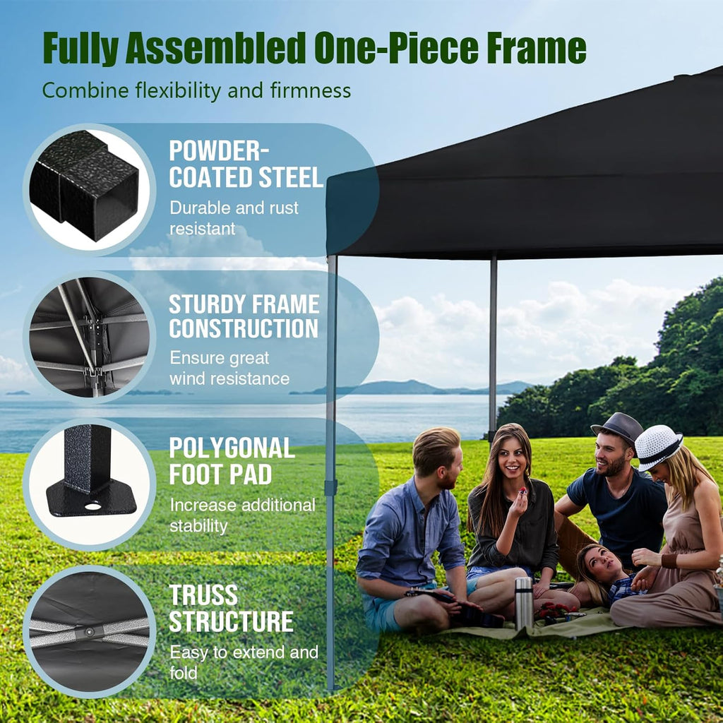 Eurmax USA NOMATTER ONE-Person Open&Close 10x10ft Pop Up Canopy Tent，Portable Shelter Canopy for Outdoor Events，Instant Canopies, Temporary Sunshade,Bonus 4 Sand Bags(Hi-Vis Green)
