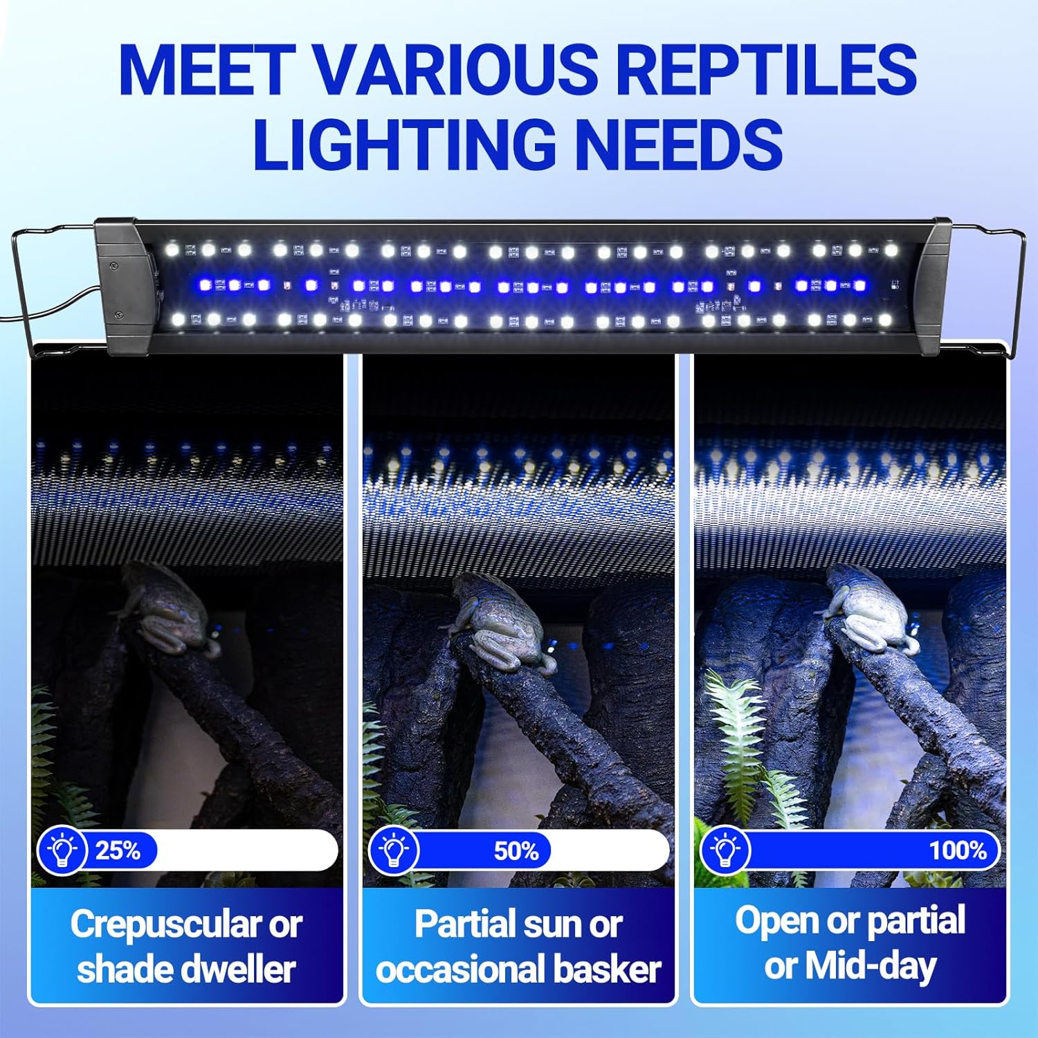 REPTI ZOO UVB Light for Reptile 10.0, 18 inch UVB Reptile Light Bulb with Dimming for Desert Animal Bearded Dragon Snake Gecko Lizard Iguanas Turtles Chameleons, LED Lamp Fixture Controller (12W)