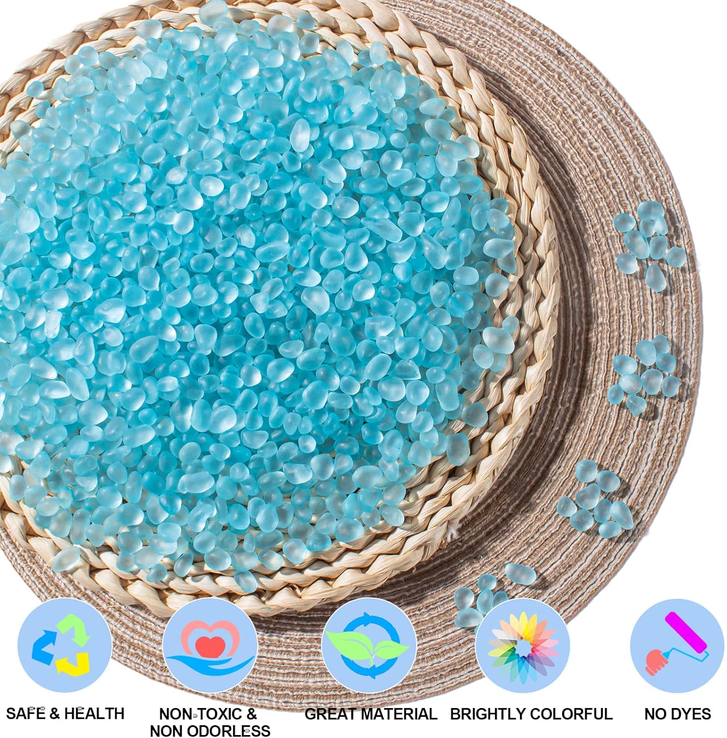 Keedolla 0.9 LB Ice Blue Sea Glass Marbles Stones Frosted Glass Pebbles Gemstones for Aquarium Rocks, Fish Tank Gravel, Vase Fillers, DIY Crafts