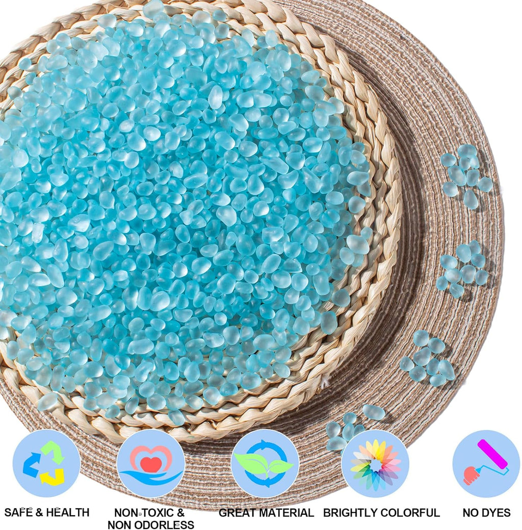 Keedolla Ice Blue Sea Glass Marbles Stones Frosted Glass Pebbles Gemstones for Aquarium Rocks, Fish Tank Gravel, Vase Fillers, DIY Crafts - 230g/8oz