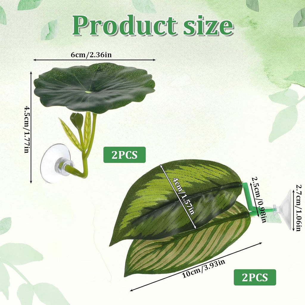 4 Pcs Betta Leaf Hammock Betta Fish Tank Decor Plastic Plants Practical Resting Spot Fish Leaf Pad Aquarium Decor for Sleeping Hiding Playing Breeding