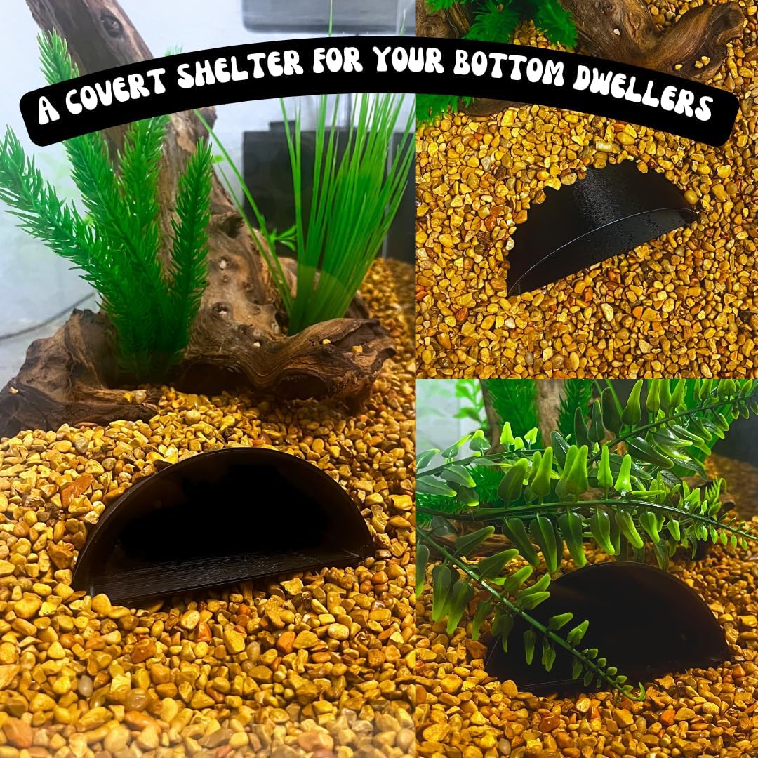 REEFSHAPE Aquarium or Terrarium Pocket Cave | Minimalist Shelter Cave for Fish, Shrimp, Reptiles, Amphibians, & More! | Made in USA (Pocket Cave, Black)