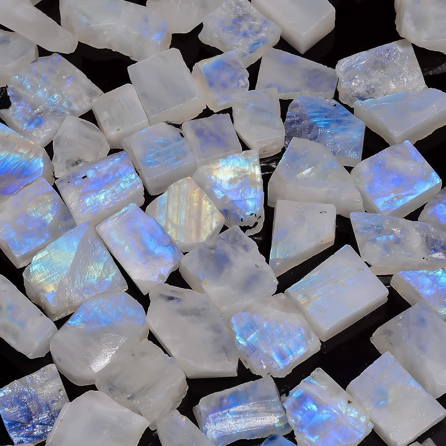 100 carats Natural Blue Flash Raw Moonstone Crystal Rough Gemstone Crystals, Rock, Jewelry Making Supplies, Chakra Healing, Meditation, Art-DIY Stone, 6 to 8pcs