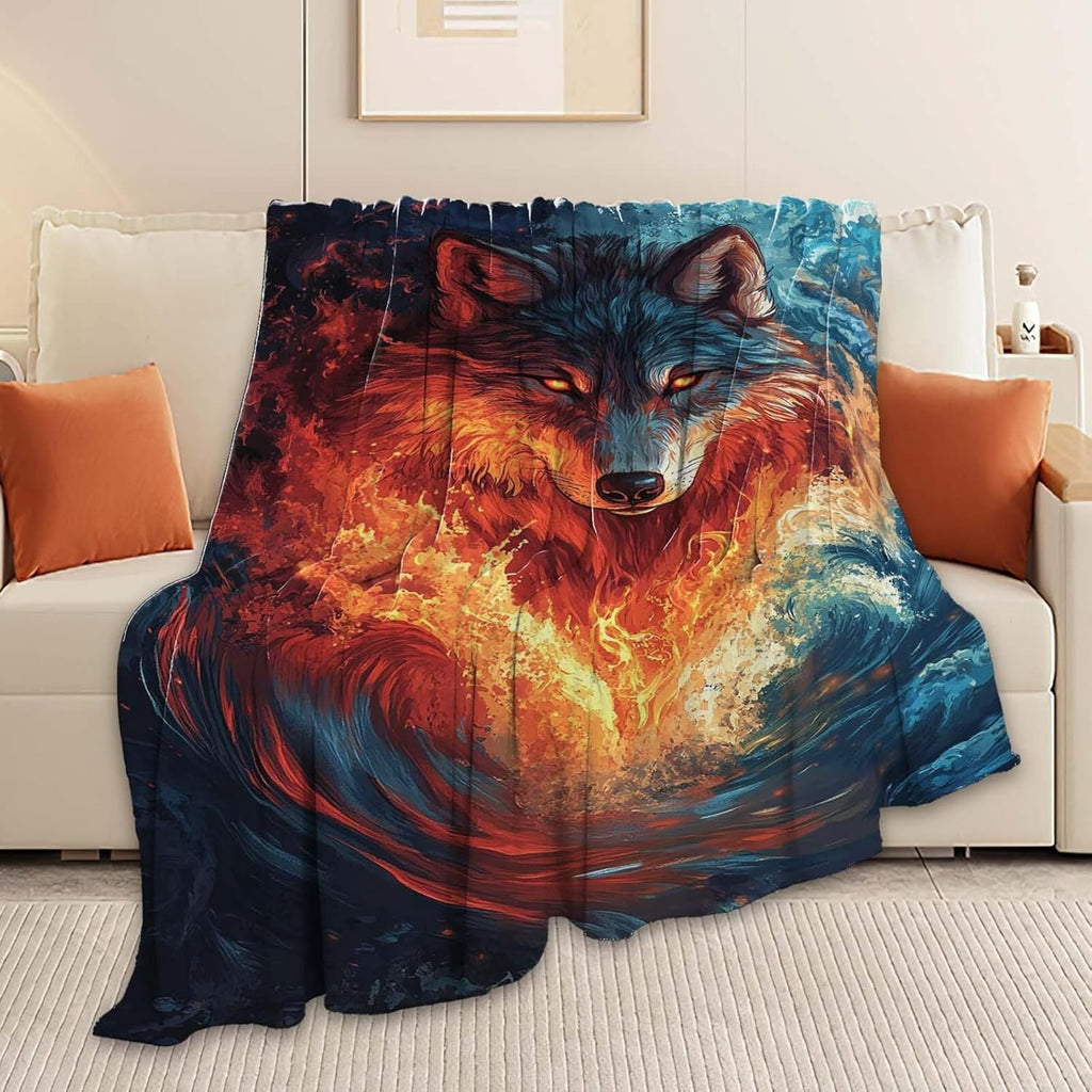 Wolf Throw Blanket Wolf Stuff Gifts for Kids Girls Boys Adults Women Man Soft Cozy Warm Plush Fluffy Fuzzy Fleece Blanket Decor 40''X50''