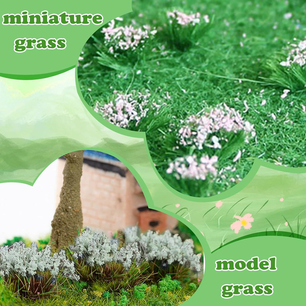 Warmtree Hand Torn Model Grass Tufts Flower Cluster for Miniature Scenery Applicable for N & HO Scale for Train Layouts, Diorama Supplies, and Architectural Models (White)