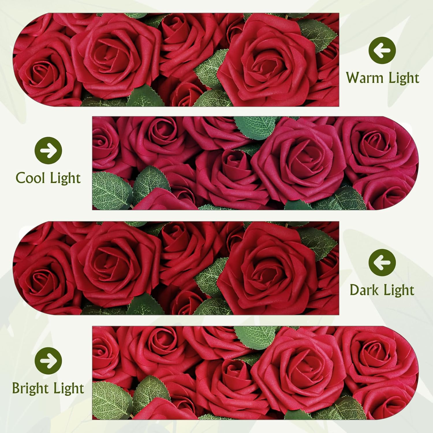 AmyHomie Artificial Flower Dark Red Rose 25pcs Real Looking Fake Roses w/Stem for DIY Wedding Bouquets Centerpieces Arrangements Party Baby Shower Valentines Day Christmas Tree Decorations