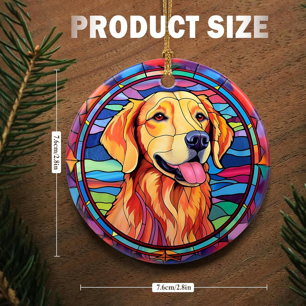 Touber Christmas Ornament, Christmas Decoration, Holiday Present Idea, Heirloom Keepsake, Round Ceramic, Gift Exchange, Gift Idea, Golden Retriever