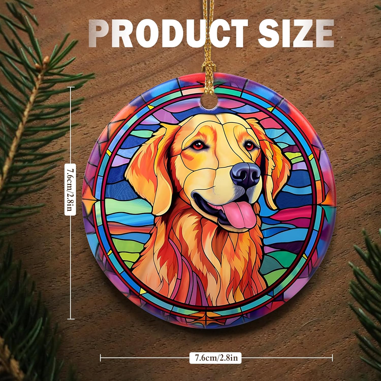 Touber Christmas Ornament, Christmas Decoration, Holiday Present Idea, Heirloom Keepsake, Round Ceramic, Gift Exchange, Gift Idea, Golden Retriever