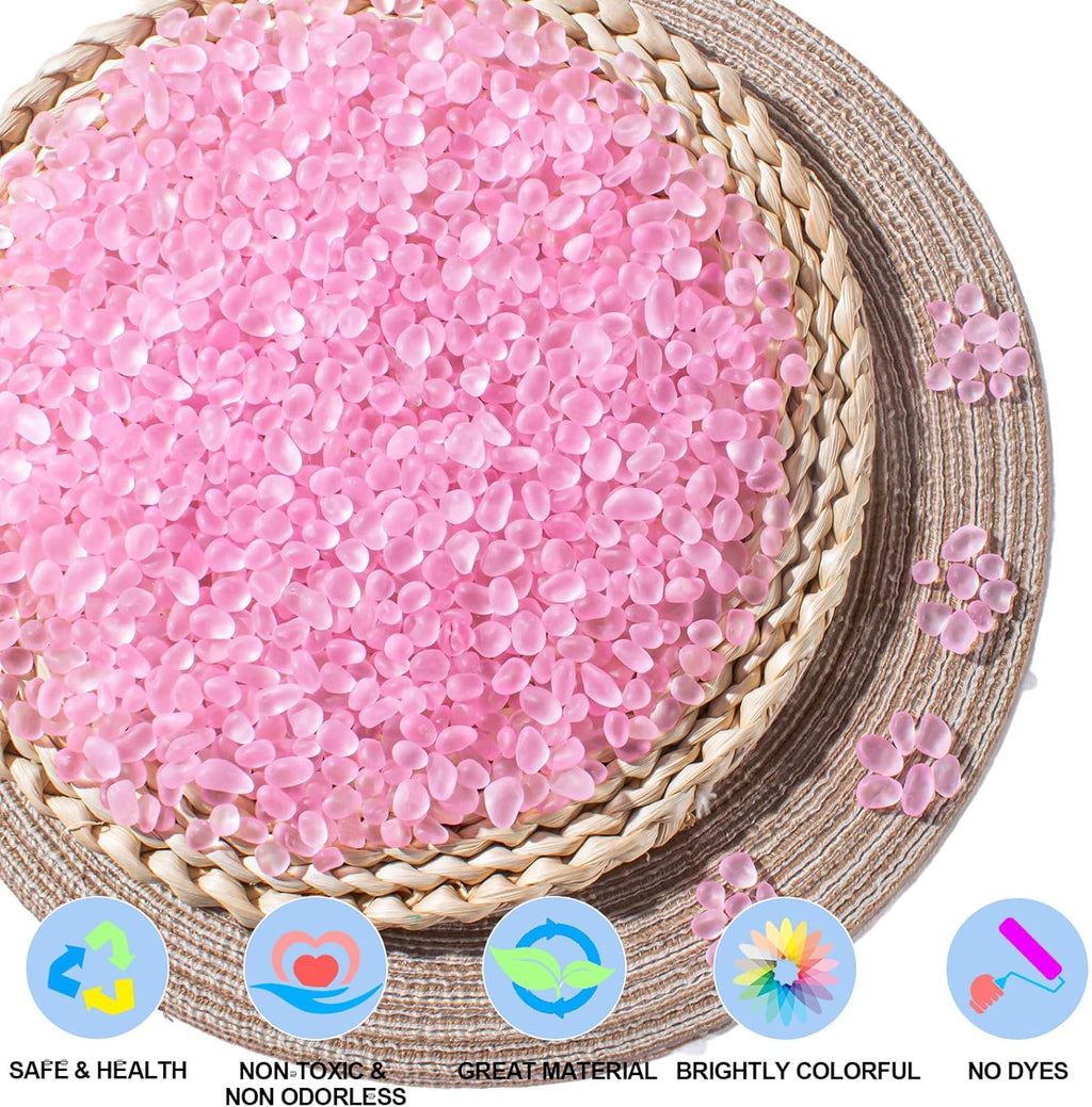 Keedolla Sea Glass Stones Frosted Glass Pebbles Gemstones for Aquarium Rocks, Fish Tank Gravel, Vase Fillers, DIY Crafts - Fluorescent Pink(230g/8oz)