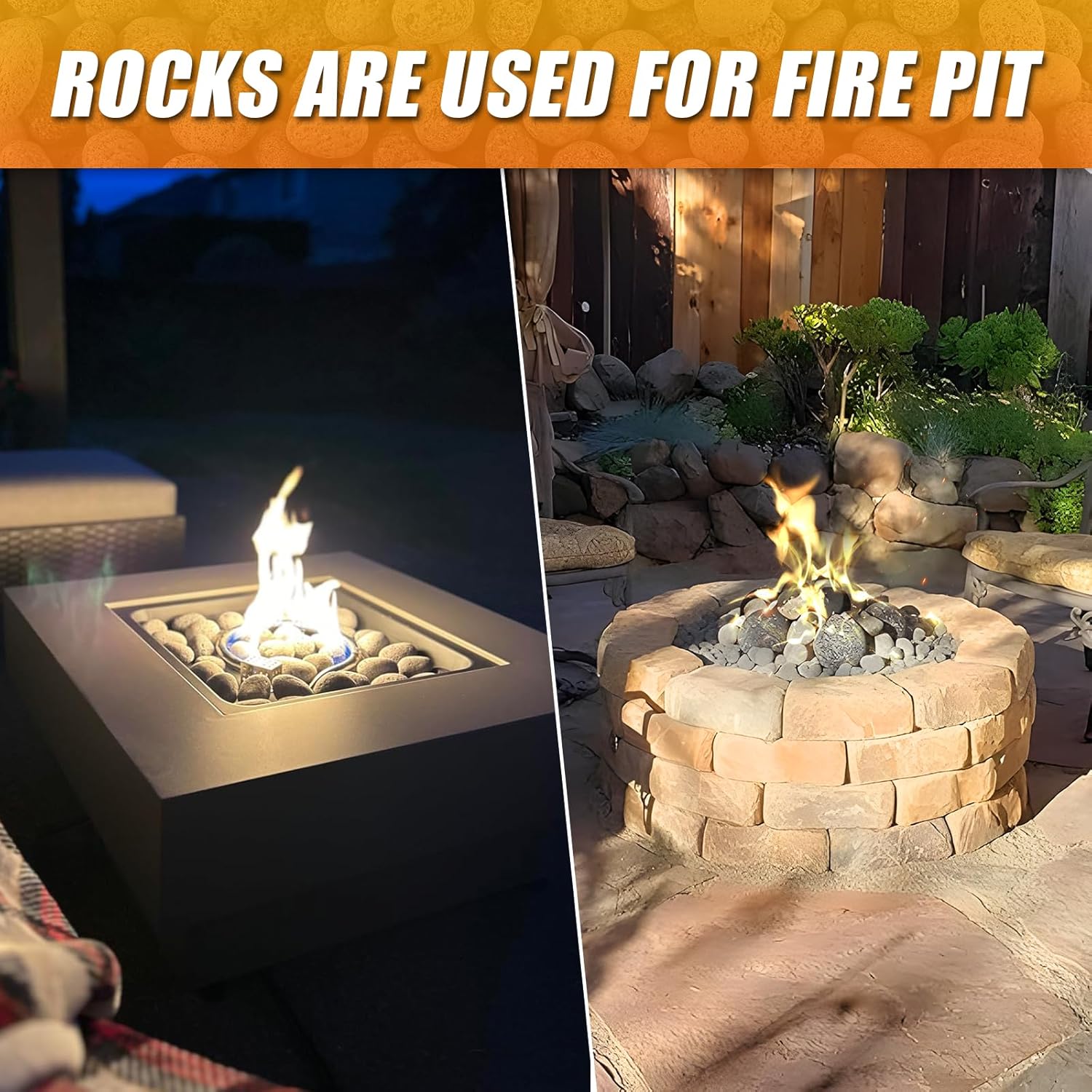 CJGQ 18 Lb Lava Rocks for Fire Pit,1"-2" Natural Pebbles Tumbled Lava Rock,Round Fire Pit Rocks for Portable Fireplaces Propane Gas Fish Tank Landscaping Garden Decoration