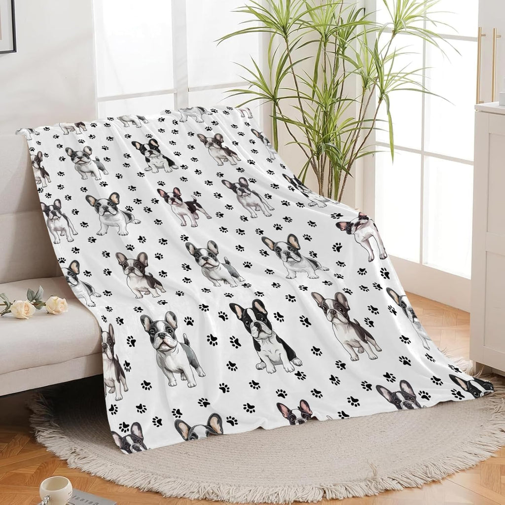 Boston Terrier Throw Blanket French Bulldog Frenchie Puppy Stuff Gifts for Dog Lover Kids Girls Boys Adults Women Men Soft Cozy Warm Plush Fluffy Fuzzy Fleece Blanket Decor 50''X60''