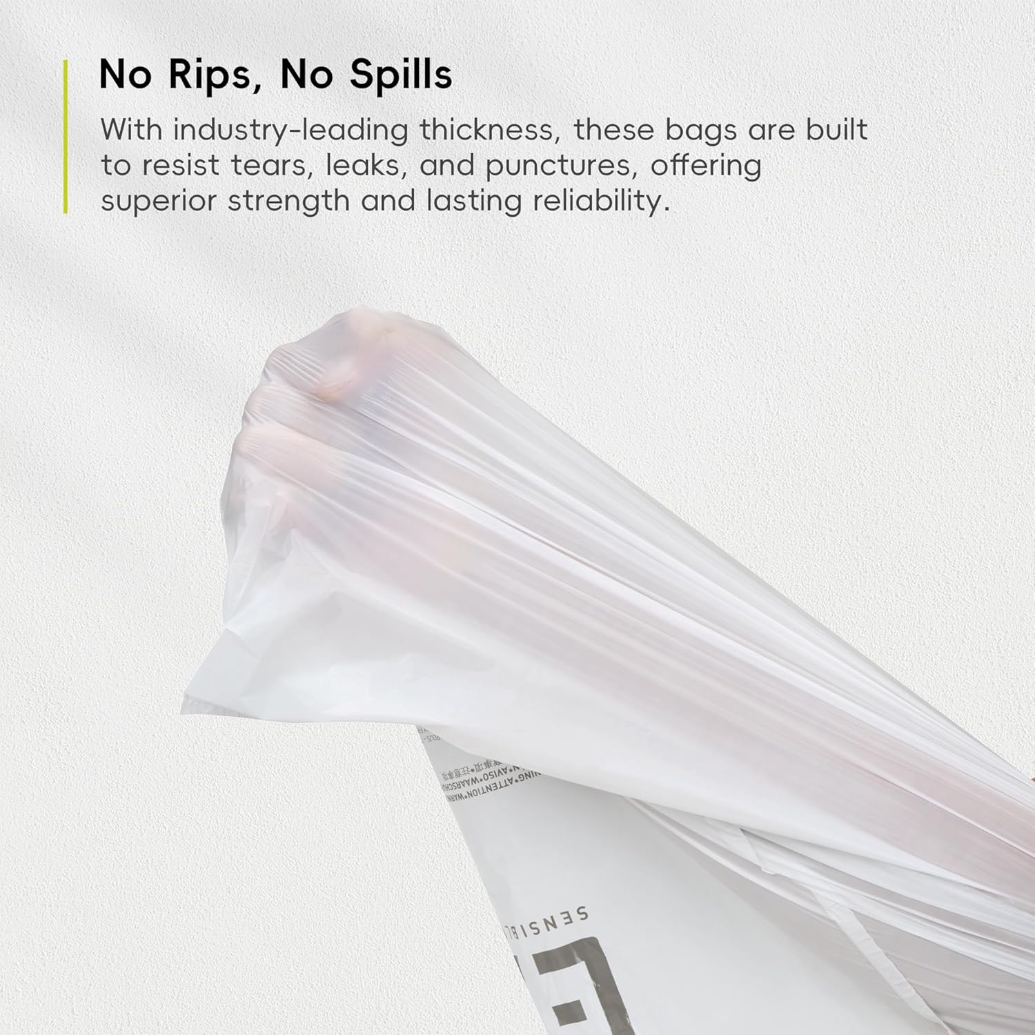 EKO 21 Gallon / 50-90 Liter,110 CountDrawstring Trash Bags, Extra-Strong Unscented Garbage Bags, Easy-Dispense Roll for Kitchen & Household Use, Resists Tears, Leaks and Punctures, Code G, White