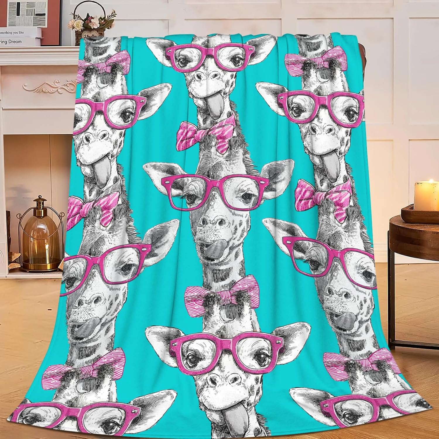 Giraffe Throw Blanket Giraffe Stuff Gifts for Kids Girls Boys Adults Women Men Soft Cozy Warm Plush Fluffy Fuzzy Fleece Blanket Decor 50''X60''