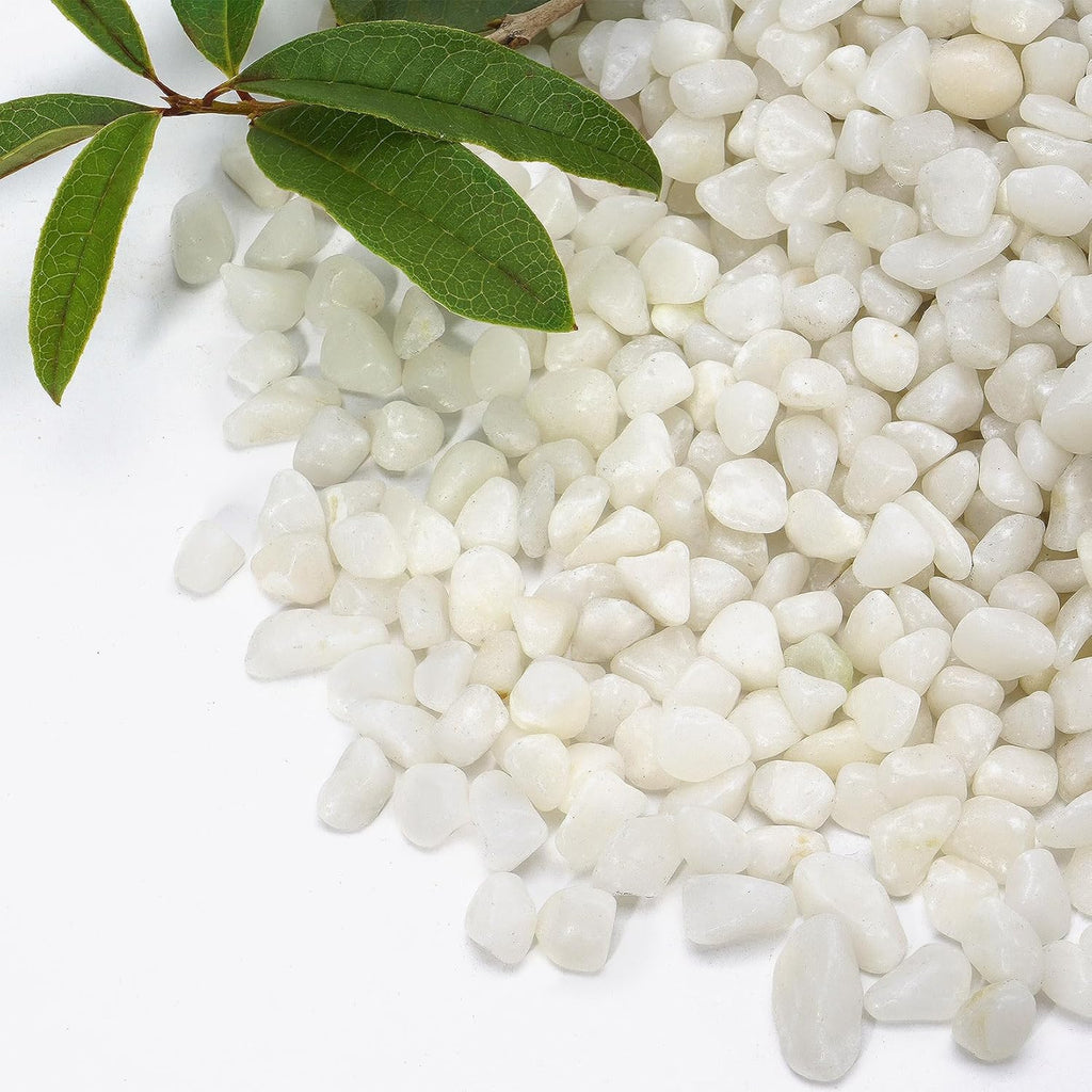2.2 lb Natural Polished White Pebbles, 3/8 Inch Decorative White Rocks for Potted Plants Pot Filling Aquariums Outdoor Street Scape Decorative Rocks