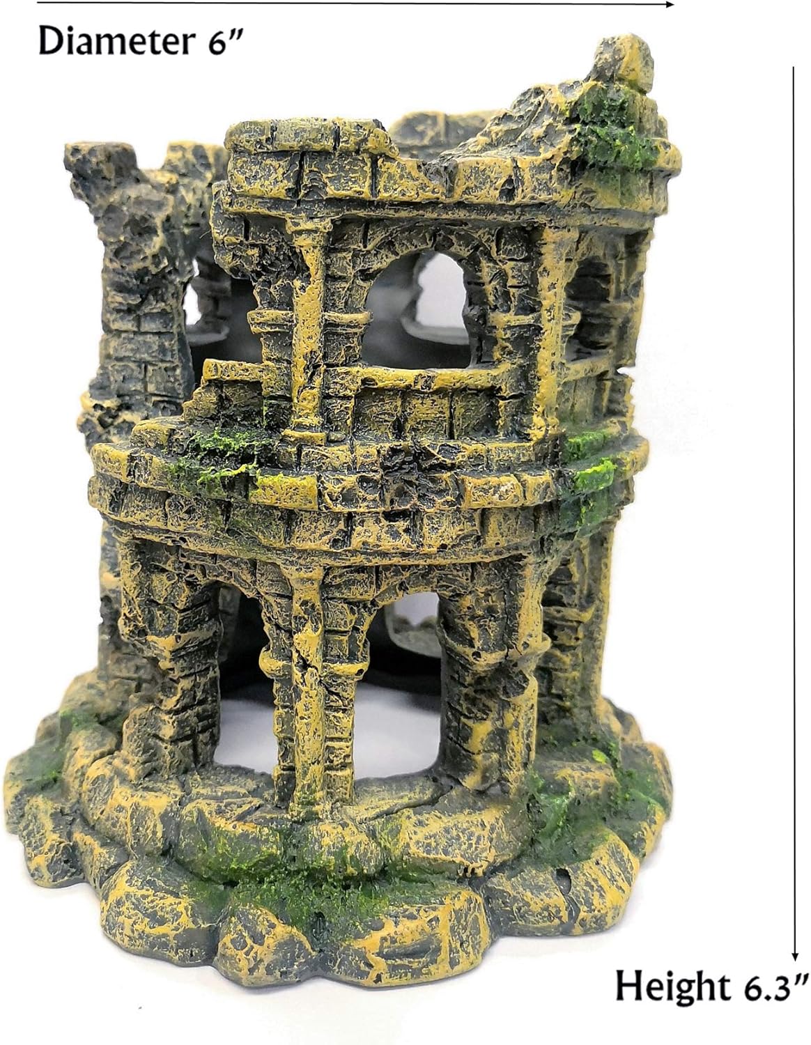M2cbridge Antique Roman Column Ruins European Castle Aquarium Decorations Fish Tank Hideout Rocks (Roman Column Round)