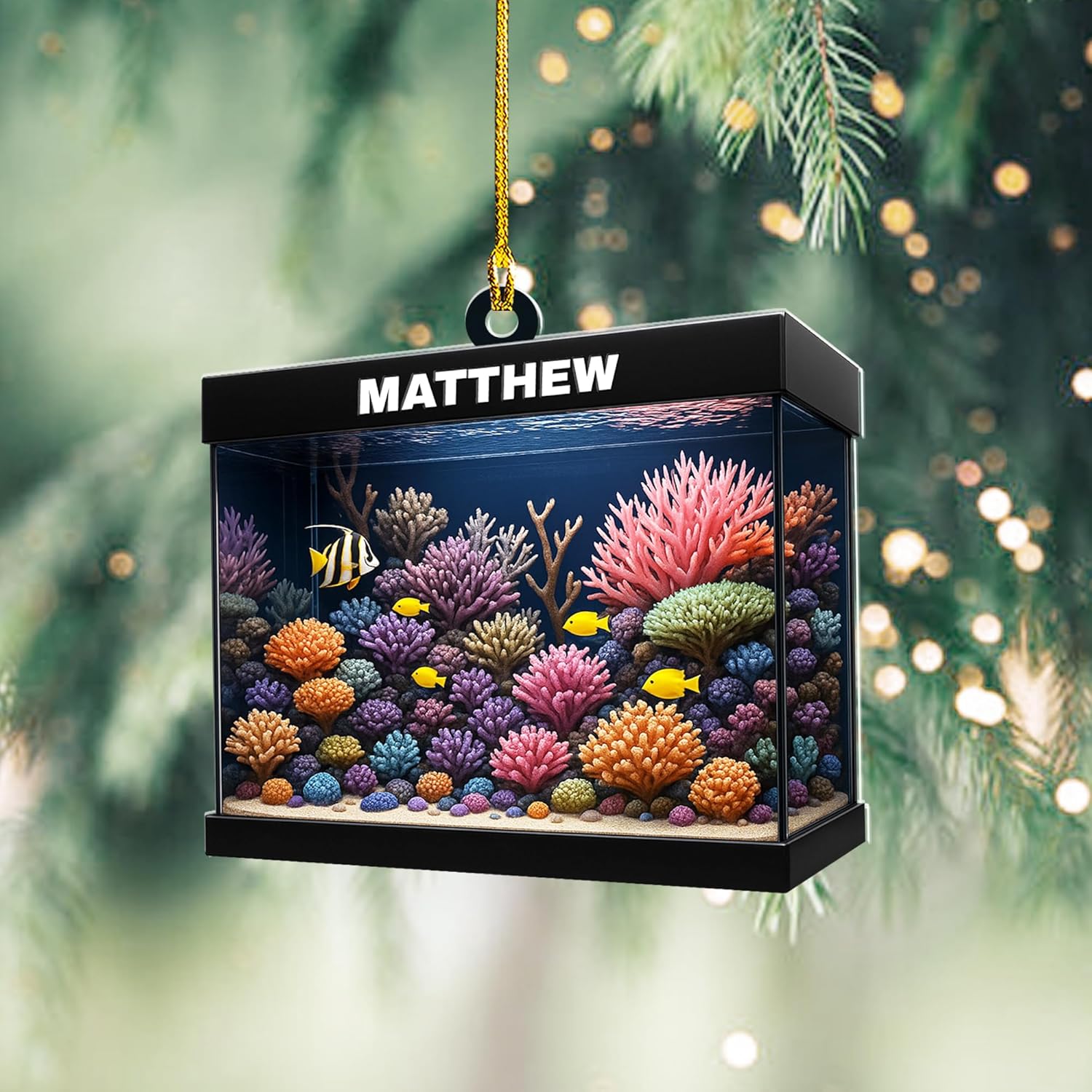 Personalized Aquarium Fish Tank Christmas Ornament 2025, Custom Name Clownfish Holiday Tree Decoration, Unique Keepsake Gift for Fish Lovers, Pet Owners, Kids, Aquarists (ON3)