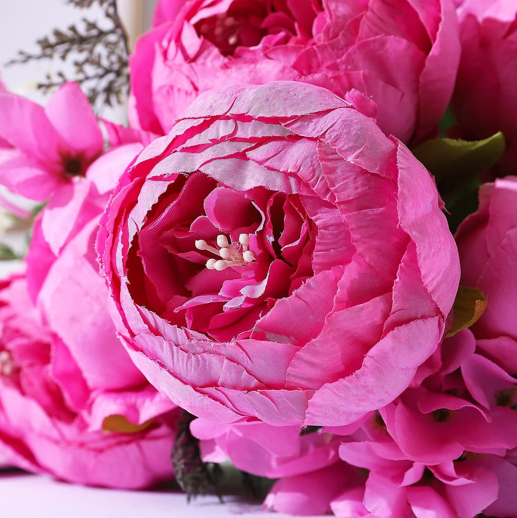 Duovlo Springs Flowers Artificial Silk Peony Bouquets Wedding Home Decoration,Pack of 1 (Spring Peach Pink)