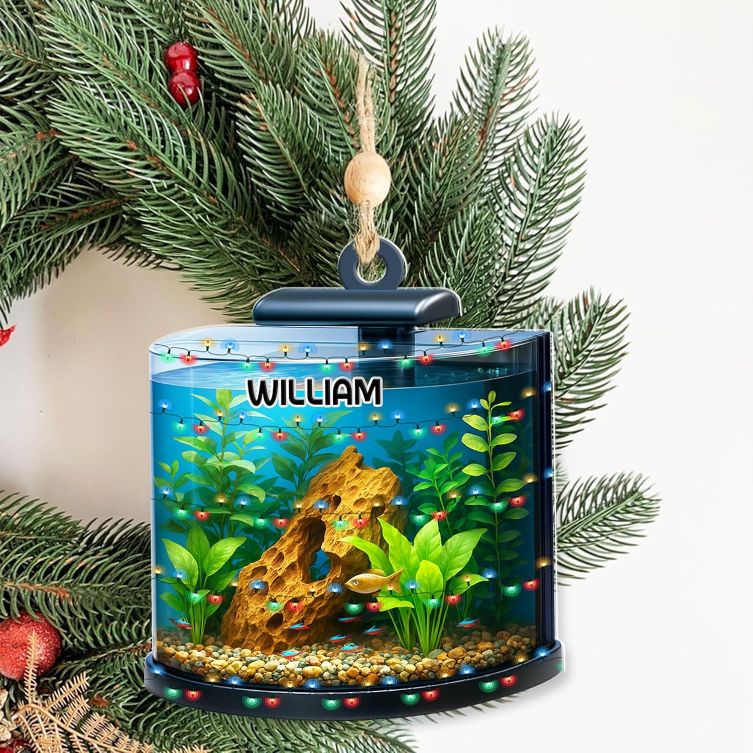 Personalized Aquarium Fish Tank Ornament, Fishes Christmas Ornament, Underwater Aquarium Ornament, Aquarium Decorations for Fish Tank, Gift for Ocean Lovers, Scuba Divers (FT6)