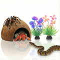 Natural Coconut Shell Hideout Cave, 5" Aquarium Fish & Reptile Hide Cave, Leopard Gecko Tank Accessories, Crested Geckos, Hermit Crabs, Spider, Snails & Small Lizards Climbing Toy & Decor