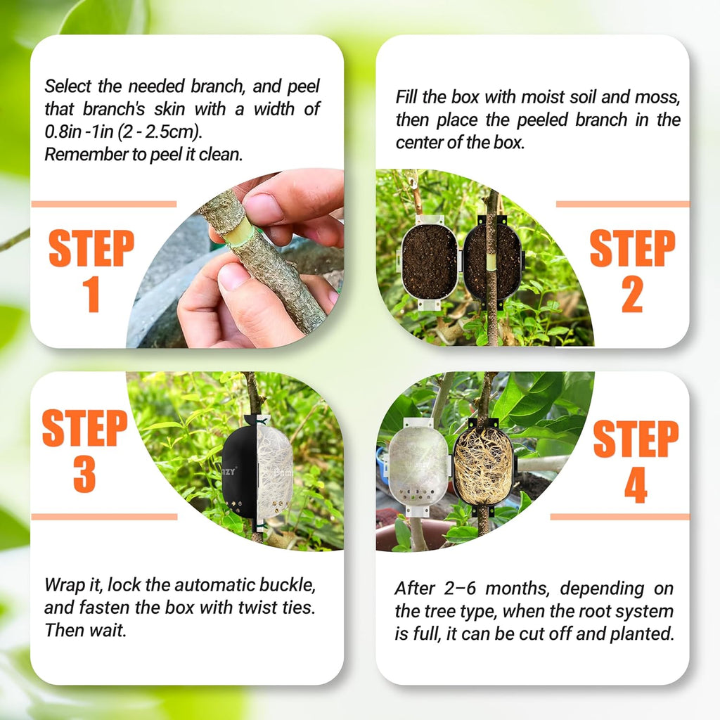 [Upgraded] 9Pcs Tree Root Growing Box with Drain Holes, Half Transparent Plant Rooting Propagation Ball & Metal Core Twist Ties, for Fast Propagation Plants (Size M)