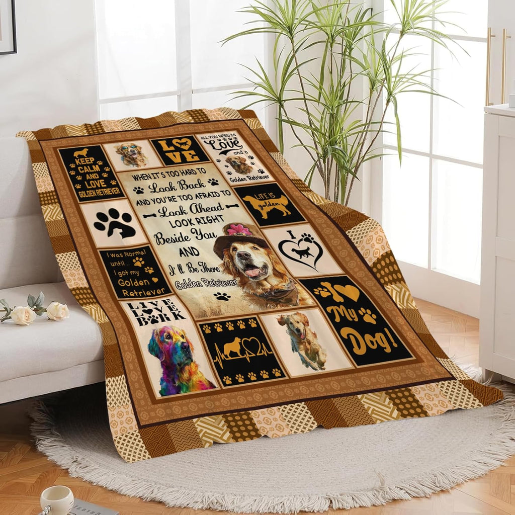Golden Retriever Throw Blanket Golden Retriever Puppy Stuff Gifts for Dog Lover Kids Girls Boys Adults Women Men Soft Cozy Warm Plush Fluffy Fuzzy Fleece Blanket Decor 60''X80''