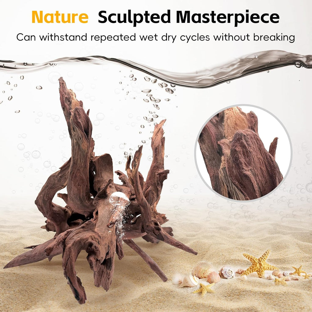 EFFIELER Natural Driftwood for Aquarium Decor – Real Wood Branches for Fish Tank, Reptile Habitat, Terrarium, Hermit Crab, Shrimp Tank,Safe for Aquatic Pets – Unique Size (7-11Inch, 3-Pack)