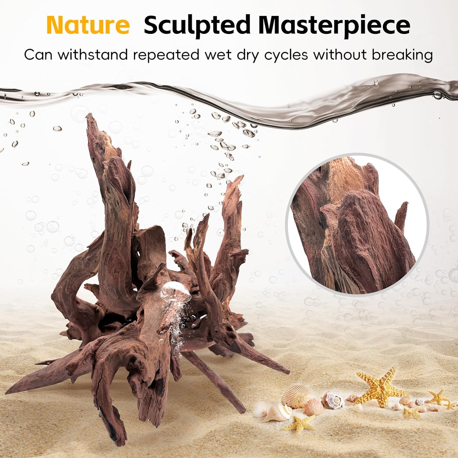 EFFIELER Natural Driftwood for Aquarium Decor – Real Wood Branches for Fish Tank, Reptile Habitat, Terrarium, Hermit Crab, Shrimp Tank,Safe for Aquatic Pets – Unique Size (7-11Inch, 3-Pack)