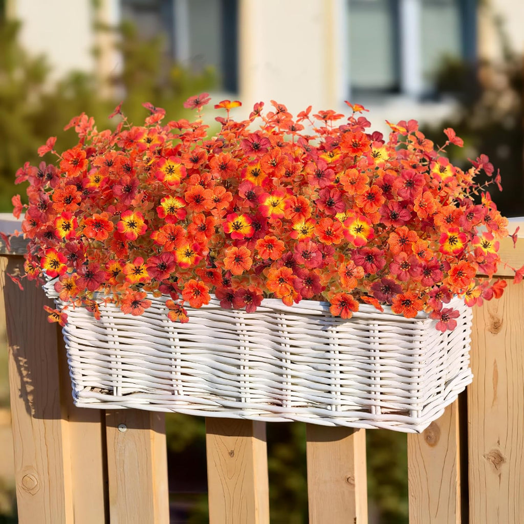 Fall Mums Artificial Flowers for Outdoors Potted, Fake Fall Daisy Flower with Realistic Eucalyptus Leaves, Fake Plants for Greenery Boxwood Porch Patio Garden Pot Courtyard Lawn, 12 Bundles