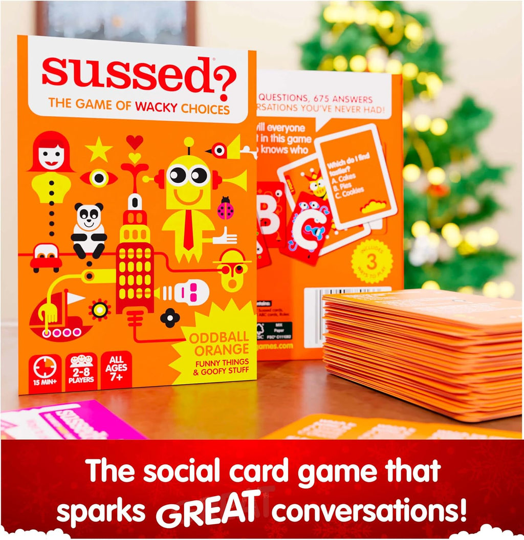SUSSED The Wacky ‘What Would You Do?’ Social Card Game - Kids Stocking Stuffer, Gift & Family Travel Game for Boys, Girls, Teens - Fun & Easy to Play - Ages 7+ - Oddball Orange Deck