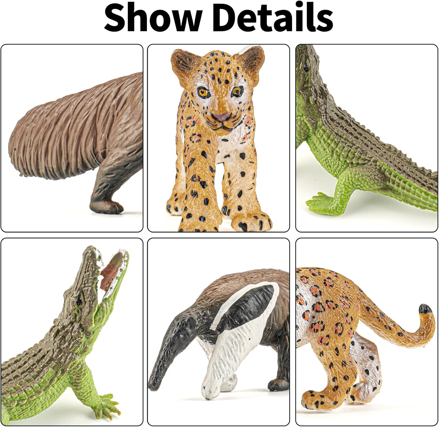 12PCS Realistic Rainforest Animal Figurines Toys, Idea for Rainforest Diorama Supplies Party Favor, Jungle Animals Figures Toys with Trees for Toddlers Kids Boys Girls