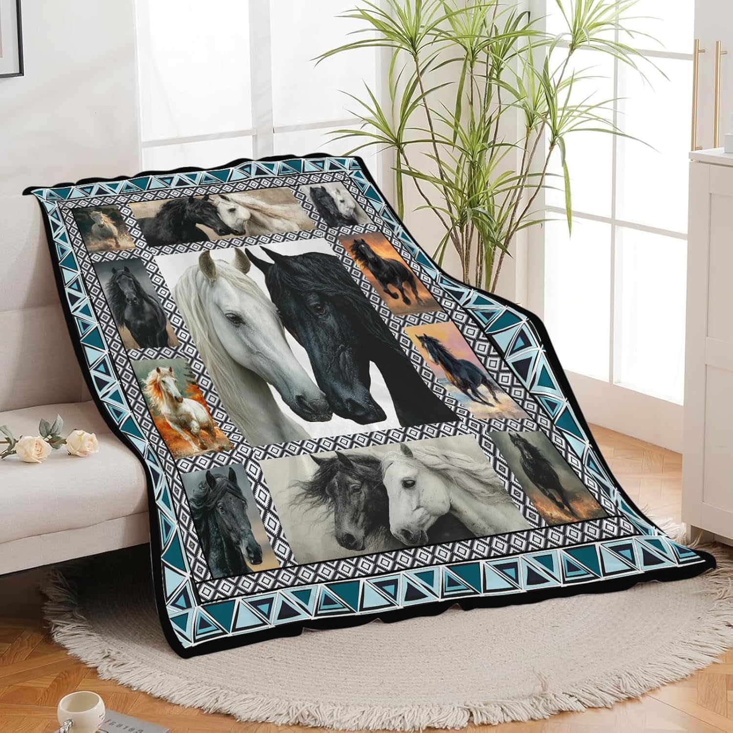 Horse Throw Blanket Horse Stuff Gifts for Kids Girls Boys Adults Women Men Soft Cozy Warm Plush Fluffy Fuzzy Fleece Blanket Decor 40''X50''